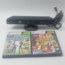 Microsoft Xbox 360 Kinect Sensor Bar Model 1414 W 2 Games Bundle Lot Untested