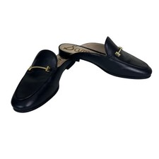 Sam Edelman Women's Black Leather Mule Shoes Gold Horsebit Hardware 6.5
