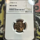1958-D 1c Lincoln Wheat Cent - NGC MS 66 RD