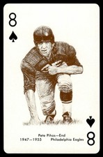1963 STANCRAFT NFL PLAYING CARDS 8 OF SPADES PETE PIHOS PHILADELPHIA EAGLES #NFL