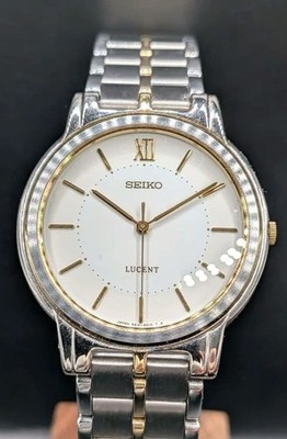 SEIKO 5E21 6E90 Watch Lucent Quartz Dress Timepiece Stainless Steel Band