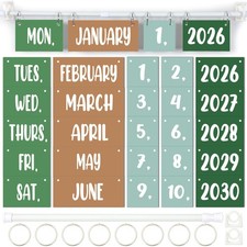 Lonfliness Flip Calendar Bulletin Board Set with Holder Adjustable Sage Green