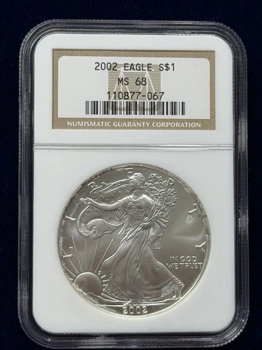 2002 MS 68 NGC Old Brown Label American Silver Eagle