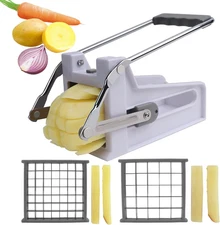 French Fry Cutter with 2 Stainless Steel Blades | Potato Cutter for Slicing Pota