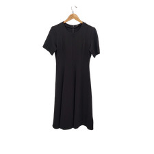 Quince Ultra-Stretch Ponte Short Sleeve Midi Dress Black Basic Sleeved M