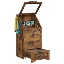 Dog Feeding Station with 2 Elevated Dog Bowl,35''H Flip Top Pet Dog Food Cabinet