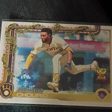2025 Topps Holiday Jackson Chourio Brewers H182 Rookie Holiday variation