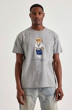 NWT Polo Ralph Lauren Gray TENNIS BEAR Custom Slim Fit Short Sleeve T Shirt
