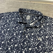 Callaway Polo Shirt Mens 2XL XXL Blue All Over Print Golf Performance