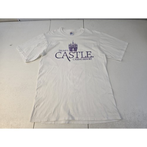 Donald Trump Shirt White Purple Graphic Print Trump's Castle Casino Resort A.C.