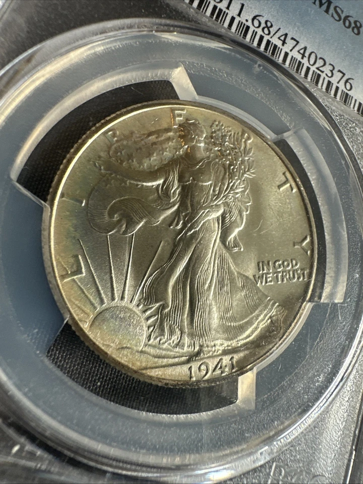 Medio dólar Walking Liberty 1941 graduación profesional MS68 excelente gema plata 50C ¡poco pop! Foto 3 de 4