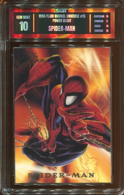 #ad #ad 1994 FLAIR MARVEL UNIVERSE POWER BLAST SPIDER MAN #15 SGT GEM MINT 10 $49.99