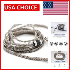 Elegant Grey 1.25m Silver Plated Braided IEM Cable - Enhanced Sound Performance