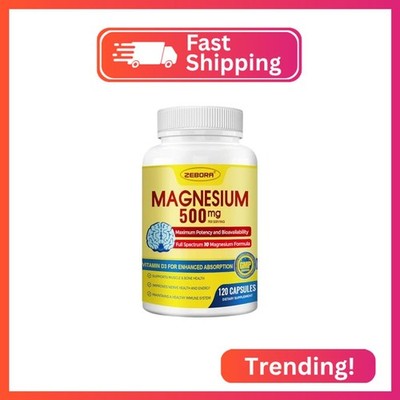 ZEBORA 10-in-1 Magnesium Complex Supplement, Magnesium Glycinate 500mg with Citr