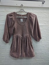 NEW Free People Farrier Velvet Scoop Neck Mini Dress Balloon Sleeve Women's XS