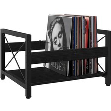 ELITEROO Vinyl Record Holder, Wooden 14.6 x 17.3 x 10.5 inches, Black