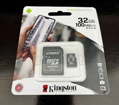 NIB & Sealed: Kingston 32GB microSDHC Canvas Select Plus Memory Card and Adapter