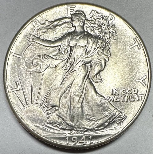 1941 BU UNCIRCULATED LIBERTY WALKING 90% SILVER HALF DOLLAR AUTHENTIC U.S. MINT