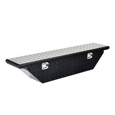 Black 61.5x12.5x12.5 Aluminum Truck Bed Tool Box Angled Low Profile W Lock