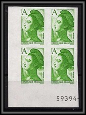 France N°2423 liberté de delacroix Bloc de 4 1986 Non dentelé imperf