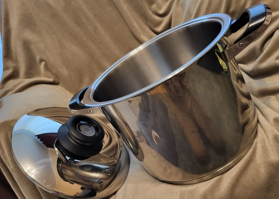 AMC Topf 8 Liter 24 cm. Edelstahl mit Visiotherm Deckel Secuquick geeignet - Bild 4 von 4