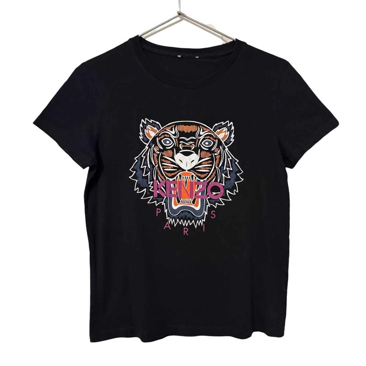 Kenzo Tiger Logo Print Graphic T-shirt Womens Medium Black Short 