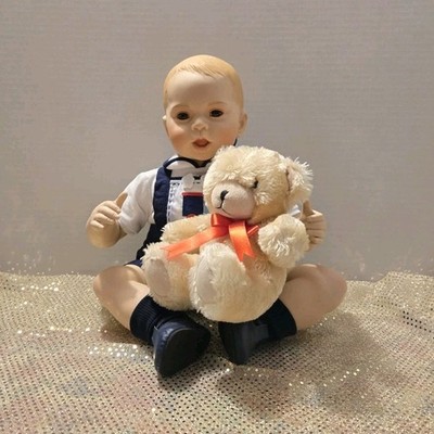 Danbury Mint Prince George Porcelain Baby Doll w/ Teddy Bear