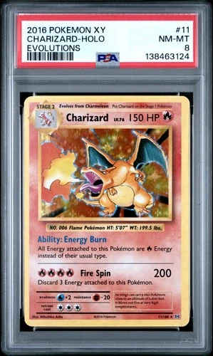 2016 POKEMON XY EVOLUTIONS #11 CHARIZARD-HOLO PSA 8