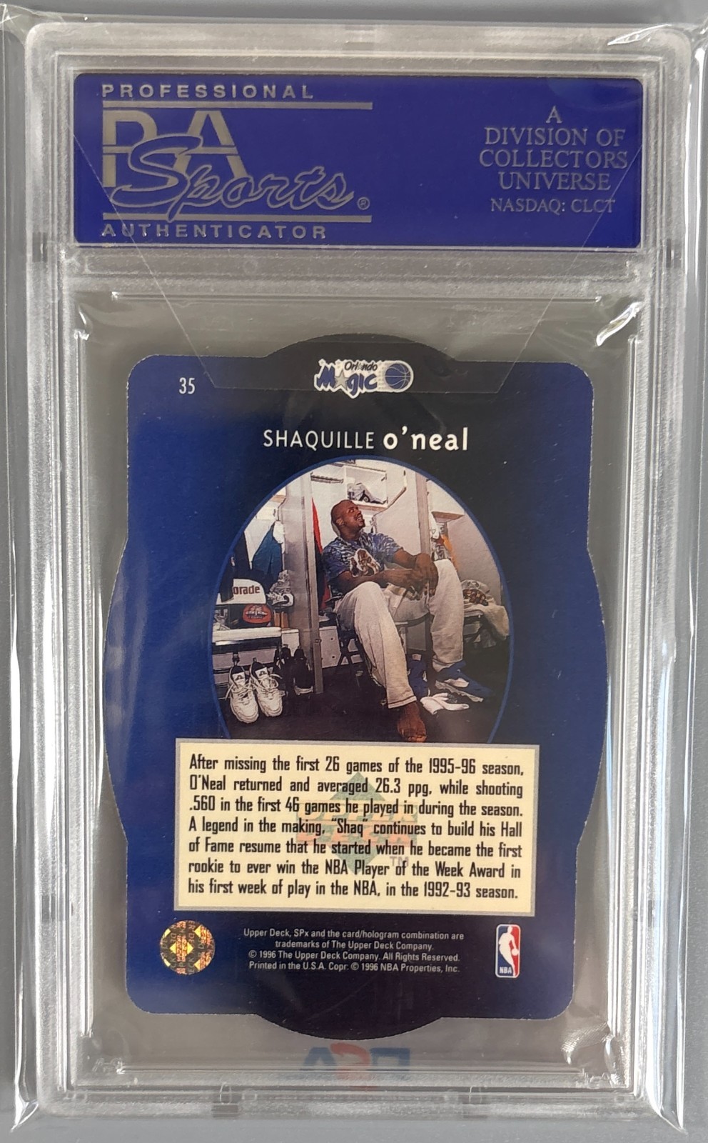 1996-97 Upper Deck Shaquille O'Neal SPx #35 PSA 9 Mint view 2