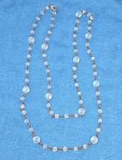 Clear Faceted Glass Beaded Necklace Vintage 41 Inches Unsigned