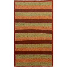 4'9"x8' Colorful Afghan Reversible Kilim Pure Wool Hand Woven Striped Rug R57500