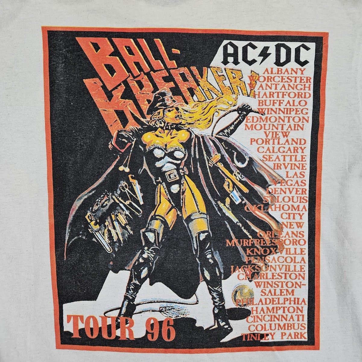 Vtg AC/DC 1996 Ballbreaker World Tour Rock Band T Shirt Concert