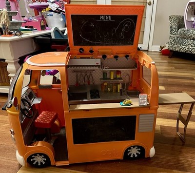 Our Generation Orange Food Truck for 18  Doll   Pop-Up Roof & Chalkboard