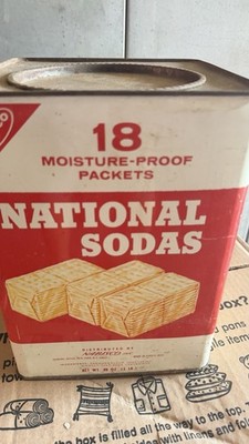 Nabisco National Sodas Vintage Advertising Tin 18 Moisture-Proof Packets Red