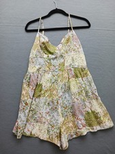 BP Women's Casual Romper M Green White Floral Relaxed