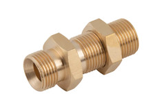 Brass BSP Male Bulkhead 1 Slim 1 Fixed Locknut For Panel Mounting