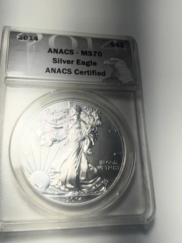 2014 American Silver Eagle $1 ANACS MS70 Perfect Grade 1 oz Silver Coin