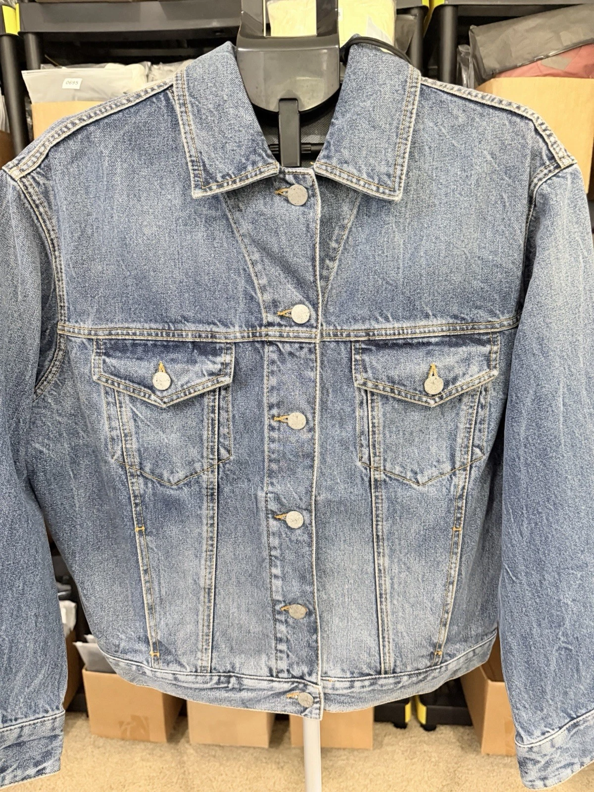 Palm Angels Palms Sunrise Denim Jacket Cobalt Blue XS Oversized NWT $1170 image 4