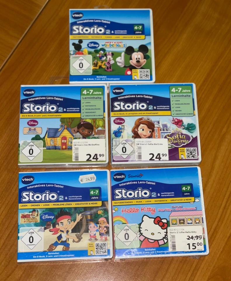 VTech Storio 2, 5 x Lernspiele - unbenutzt - NEU - OVP