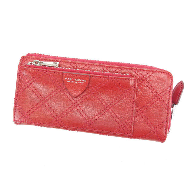 Francesco Biasia Wallet Purse Long Wallet Red Silver Woman Authentic Used L583