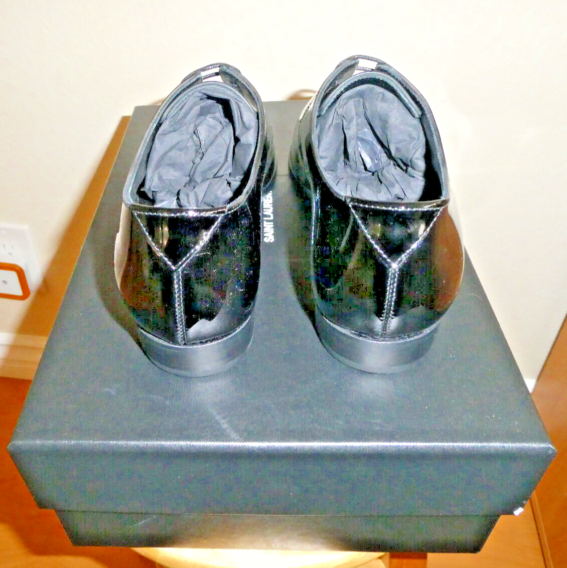 Scarpe stringate donna YSL Saint Laurent nere in vernice YVES taglia 37 5