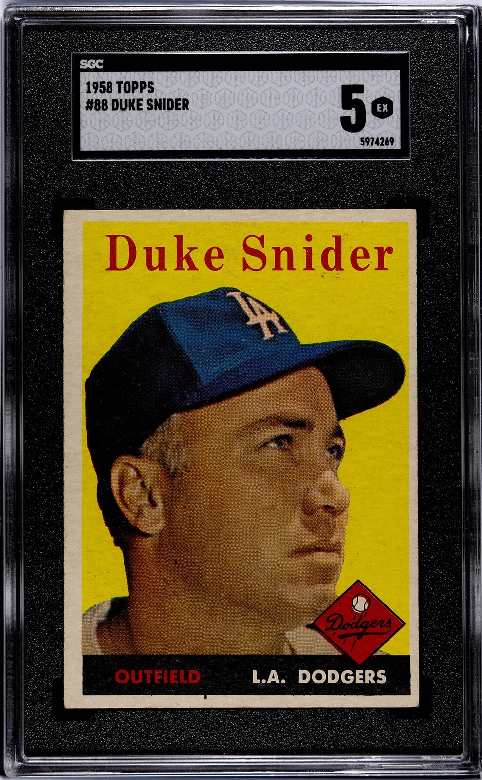 1958 Topps DUKE SNIDER Los Angeles Dodgers #88 SGC 5 EX Condition