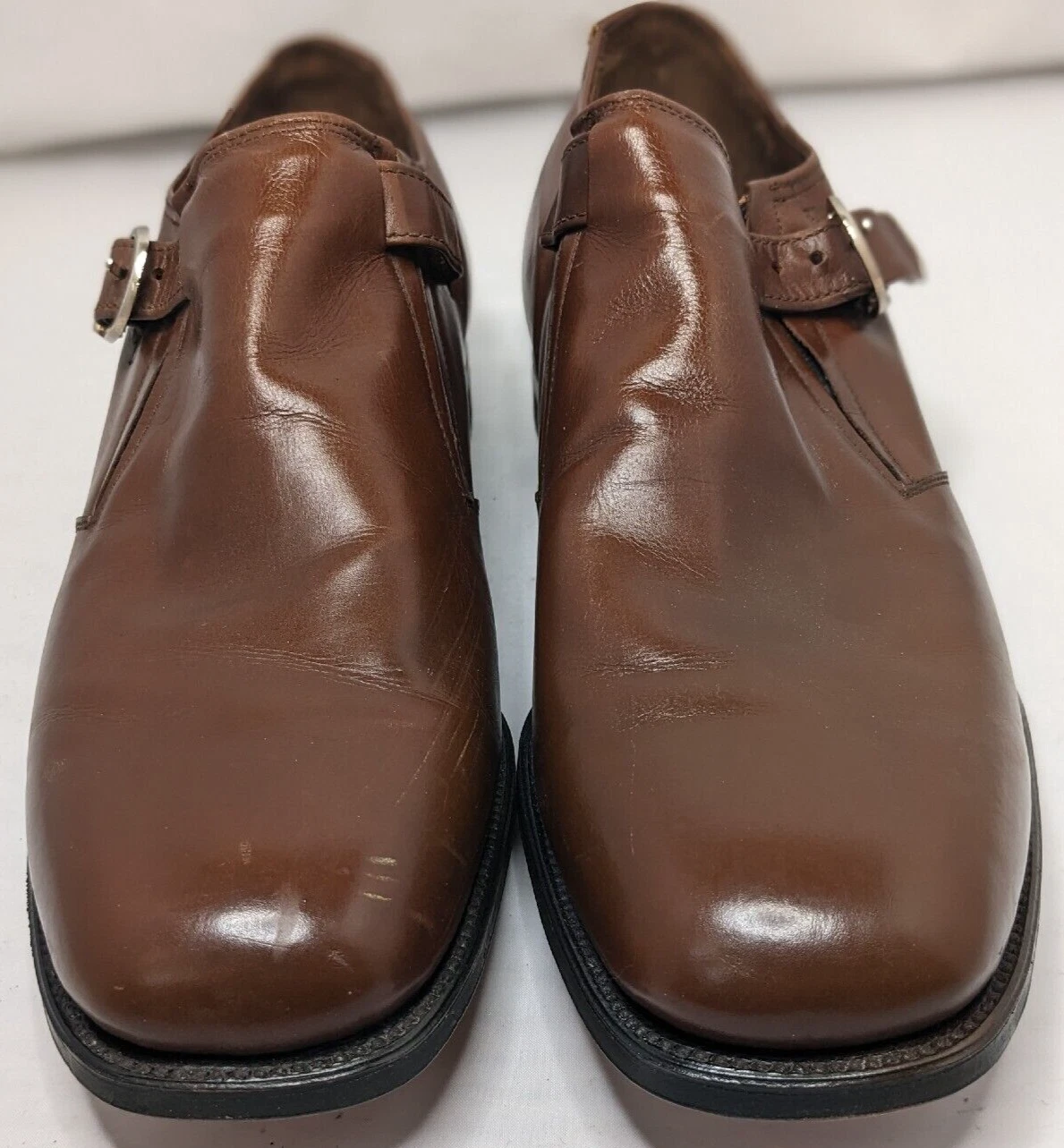 Chaussures habillées vintage homme Foot So Port Supreme cuir marron moine boucle 10,5 B