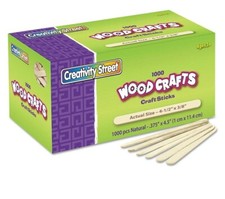 Natural Wood Craft Sticks, 4.5  x 0.38  , Wood, Natural, 1,000/Box