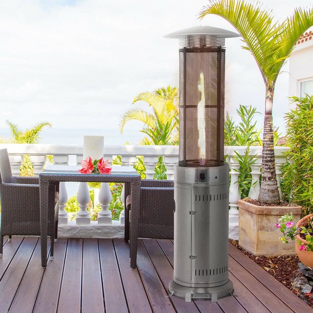 40000 Btu Stainless Steel Pyramid Patio Heater With Propane Glass 40000 Btu Stainless Steel Pyramid Patio