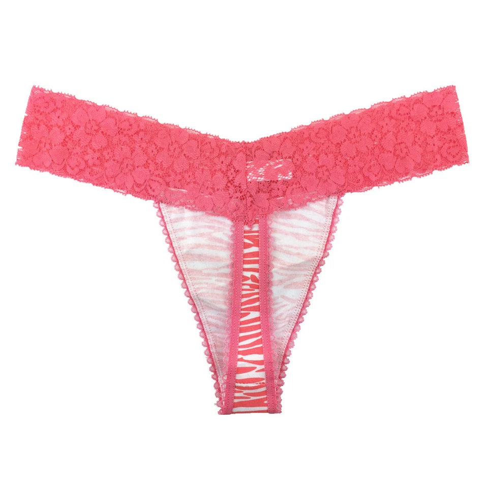 Lote de 6 piezas sexy tangas de algodón leopardo para mujer bragas encaje ribete tanga ropa interior Foto 3 de 4