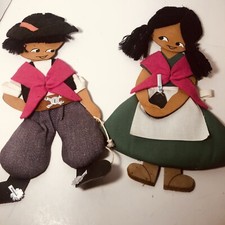 Vtg Pair Nursery Mixed Media Art 12 Original Kids Children Wall Hangings