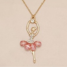 Cute Pink Ballet Skirt Girls Necklace Fashion Exquisite Pendant Birthday Gift
