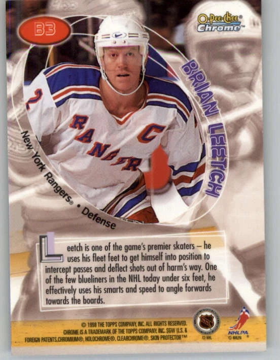 1998-99 O-Pee-Chee Chrome Board Members #B3 Brian Leetch (ref 162011) - Image 2 of 2