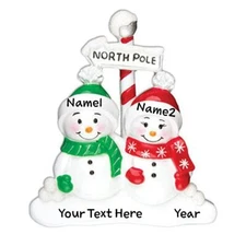 Personalized NORTH POLE SNOW FAMILY of 2-3-4-5-6 Christmas Tree Ornament